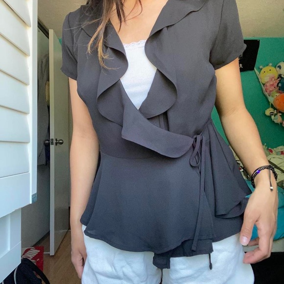 black mesh side tie cardigan - Picture 1 of 4